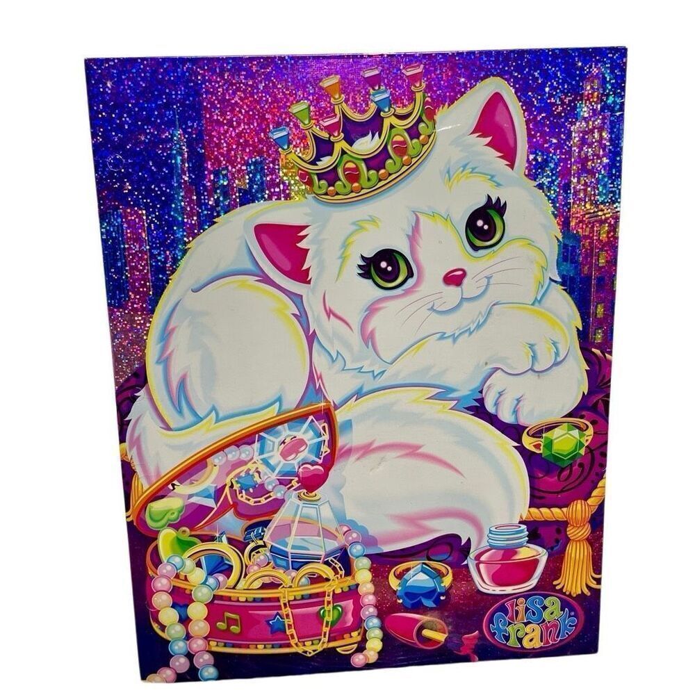 Rare Lisa Frank Glamour Jeweled Purrscilla Persian Cat Double Pocket Folder 2003